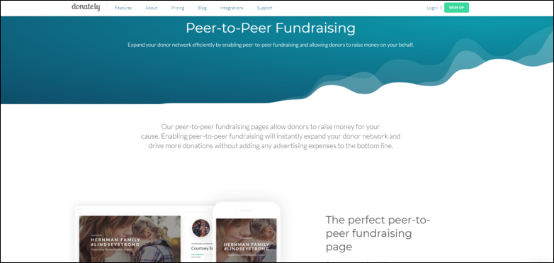 Donately's peer-to-peer fundraising pages are easy to create and share.