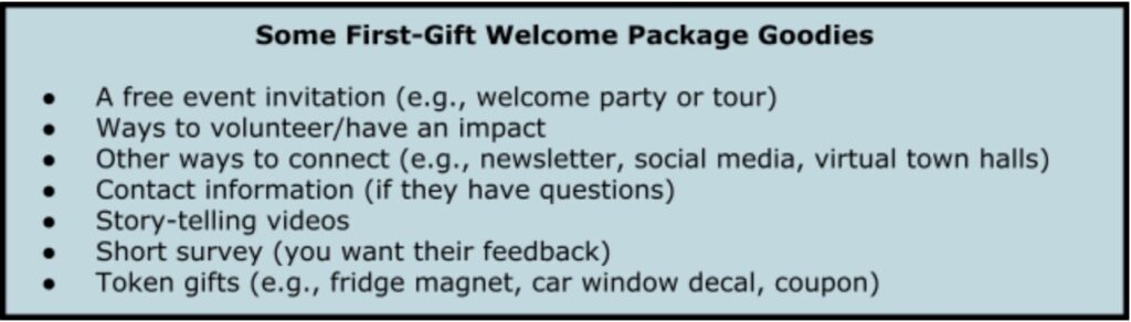 Some first-gift welcome package goodies list