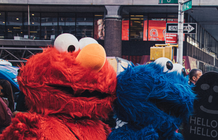 Elmo and Cookie monster costumes in time square