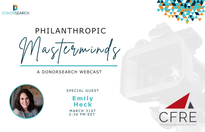 Video camera in the background with a profile picture of Emily Heck