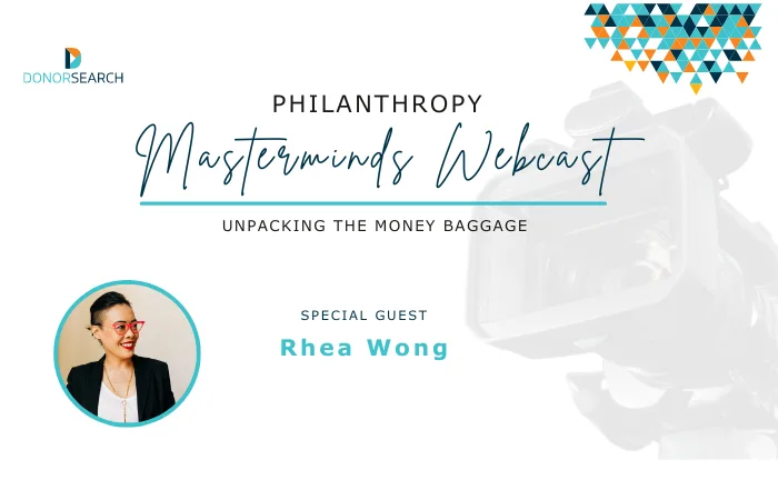 Video camera in the background with a profile picture of Rhea Wong