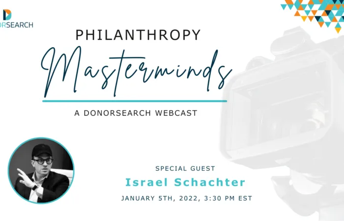 Video camera in the background with a profile picture of Israel Schachter