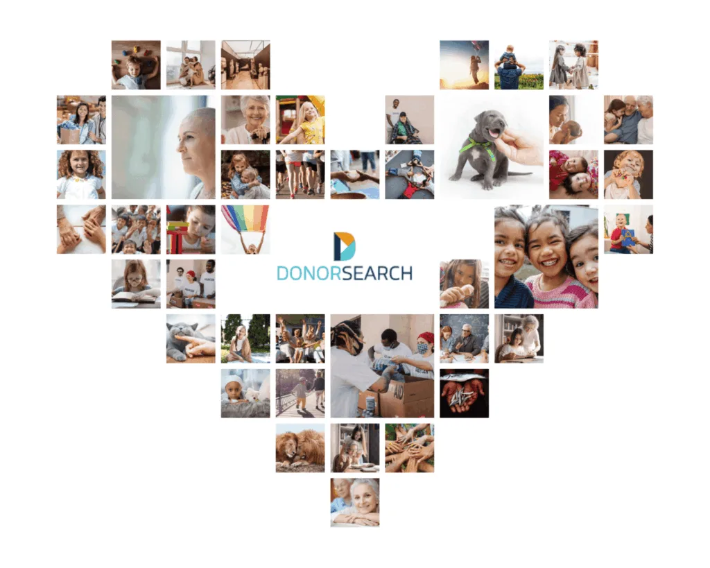 Image collage of donor search photography in the shape of a heart
