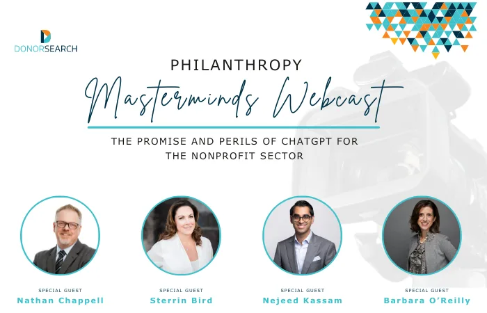 Video camera in the background with a group profile pictures of Nathan Chappell, Sterrin Bird, Nejeed Kassam and Barbara O’Reilly