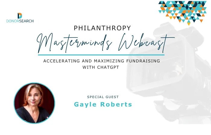 Video camera in the background with a profile picture of Gayle Roberts