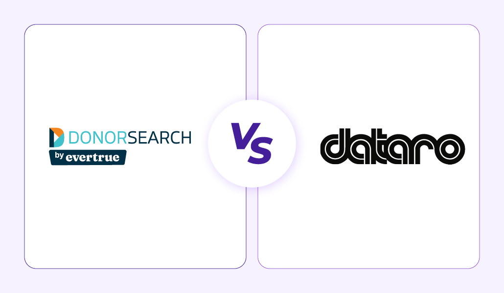 The logos of DonorSearch by EverTrue and Dataro side by side.